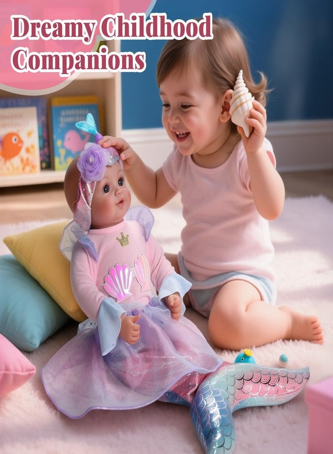 BABESIDE دمية حورية البحر من بيبي سايد، دمية طفلة واقعية ناعمة بطول 15 بوصة مع ذيل حورية بحر لامع وإكسسوارات، ألعاب حورية بحر لطيفة للفتيات من سن 3 إلى 10 سنوات، هدية مثالية لأعياد الميلاد والكريسماس. - Image 3